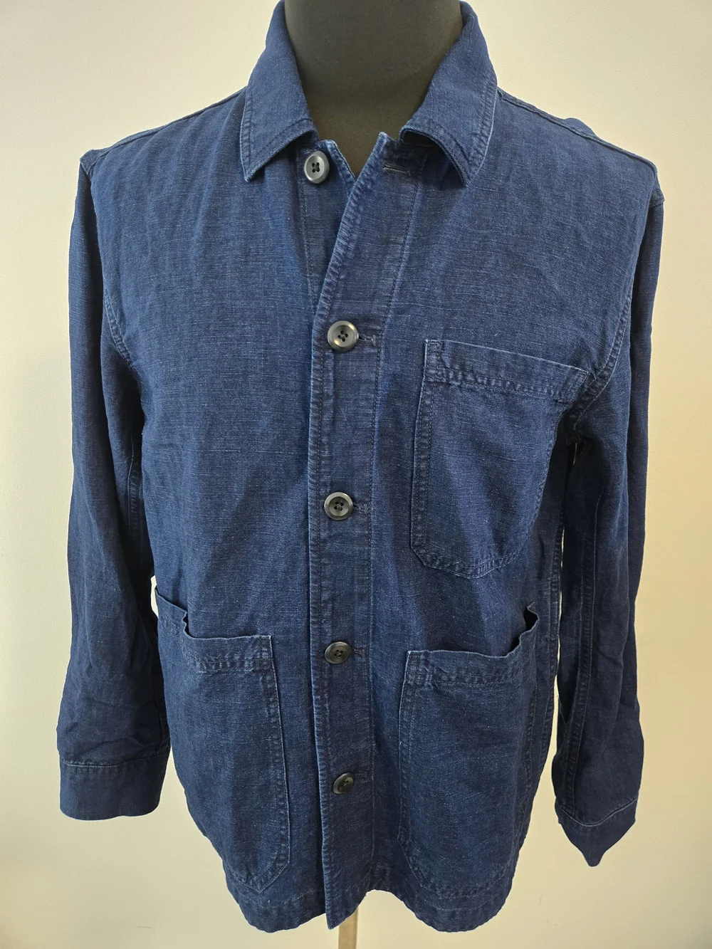 Banana Republic Linen Cotton Navy Blue Button Jacket Size S